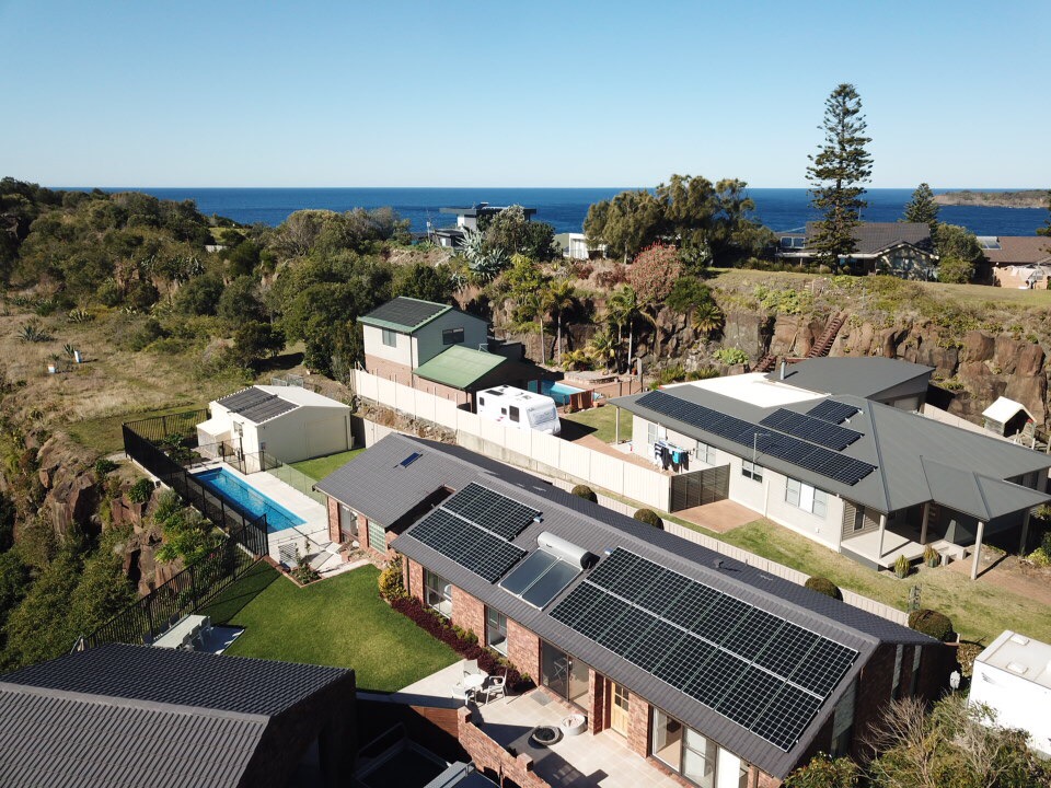 Rooftop solar panel installation at Gerringong NSW
